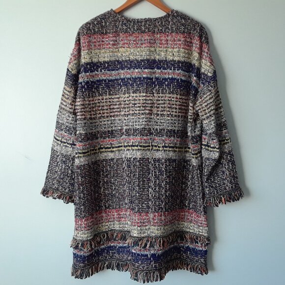 St. John Metallic Tweed Fringe Jacket Size 14 - Picture 5 of 13